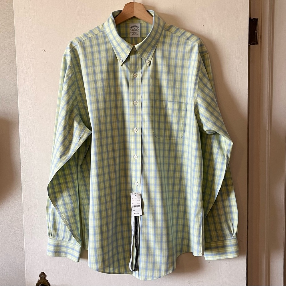 Brooks Brothers Slim Fit Non-Iron All Cotton Button Down Collared Shirt, Size XL